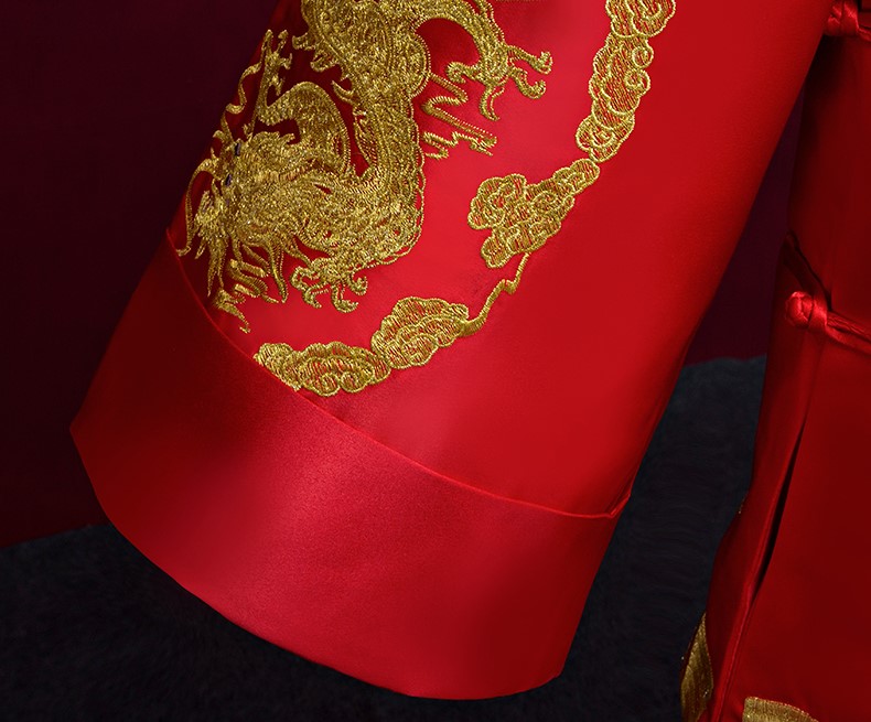 金龍男士古裝中式禮服，復(fù)古匠心啟航閱讀新郎禮服