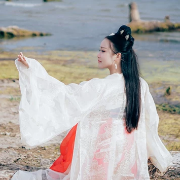 海邊飄逸女子頭像，唯美古風(fēng)真人頭像