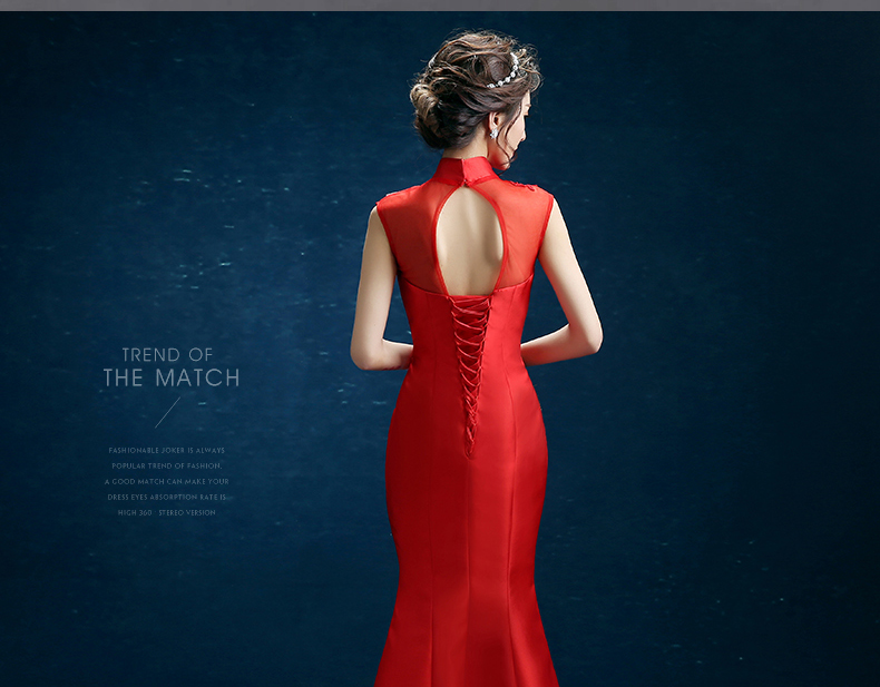 時尚復(fù)古禮服裙，迷人長款中式禮服