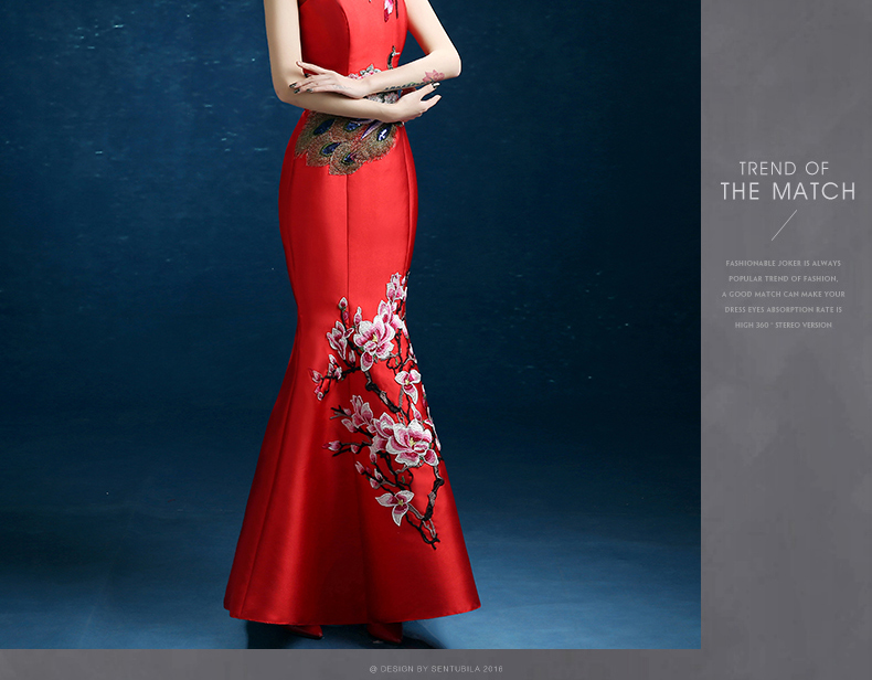 時尚復(fù)古禮服裙，迷人長款中式禮服