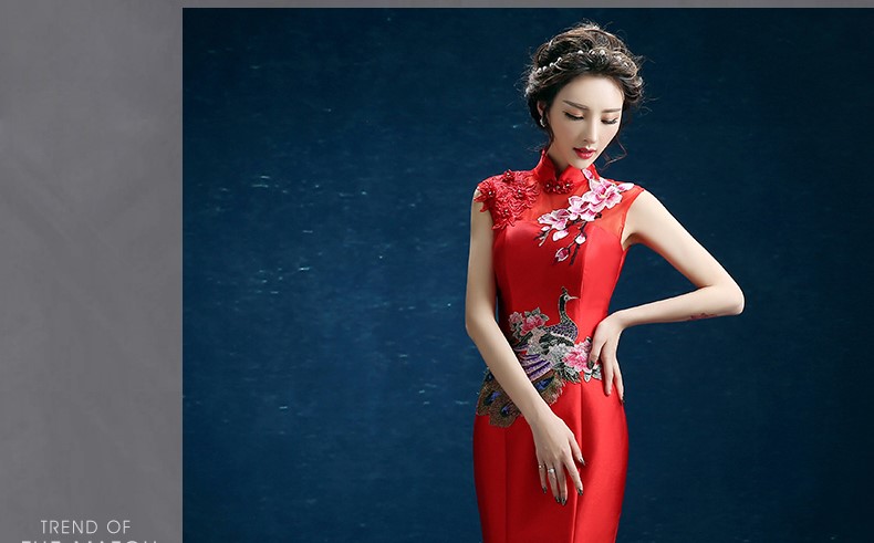 時尚復(fù)古禮服裙，迷人長款中式禮服