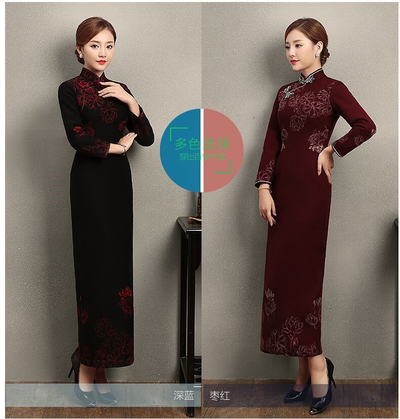 匠心啟航閱讀荷花刺繡旗袍，復(fù)古中式旗袍裙