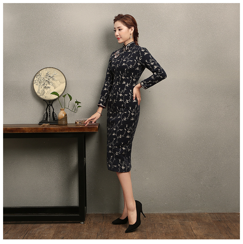 芊枝織花旗袍，復(fù)古民族風(fēng)旗袍裙