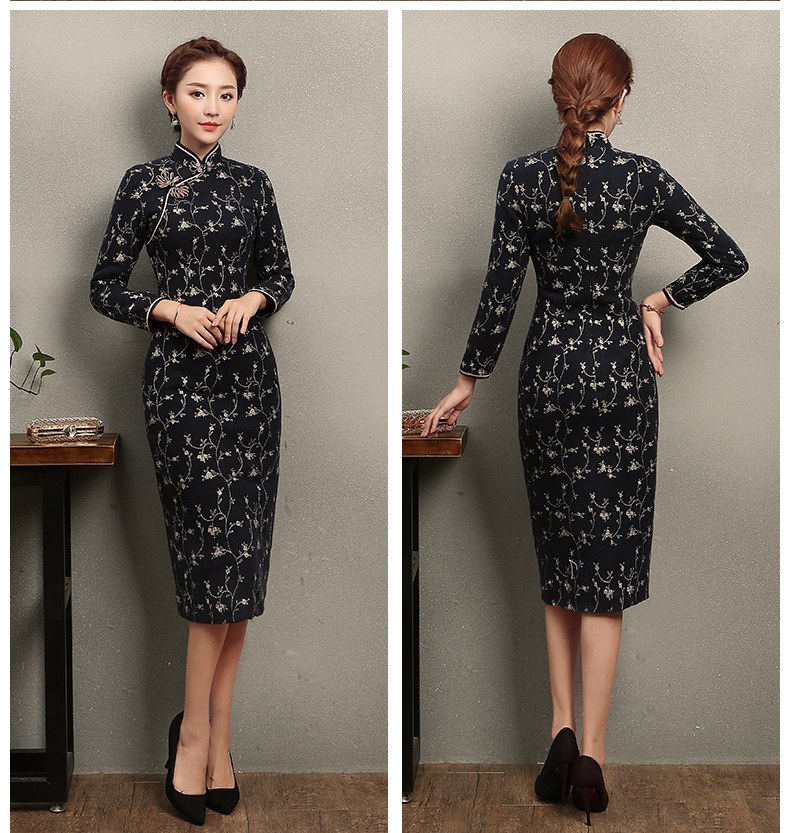 芊枝織花旗袍，復(fù)古民族風(fēng)旗袍裙