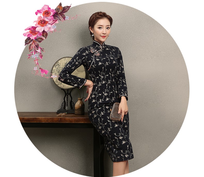 芊枝織花旗袍，復(fù)古民族風(fēng)旗袍裙