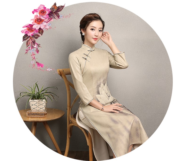 黃色金荷旗袍，時尚匠心啟航閱讀旗袍裙