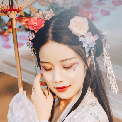 嬌艷帶傘女生頭像，唯美古風(fēng)真人頭像