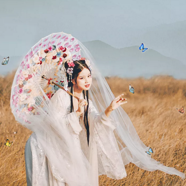 嬌艷帶傘女生頭像，唯美古風(fēng)真人頭像