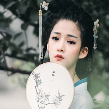 兩組齊胸襦裙?jié)h服女子頭像，唯美古風(fēng)真人頭像