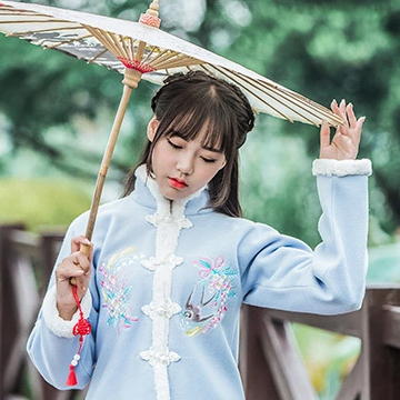 可愛帶團扇和傘女生頭像，唯美古風(fēng)真人頭像