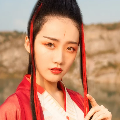 紅衣女子霸氣喝酒頭像，唯美古風(fēng)真人頭像