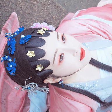 京劇花旦帶折扇女生頭像，唯美古風(fēng)真人頭像