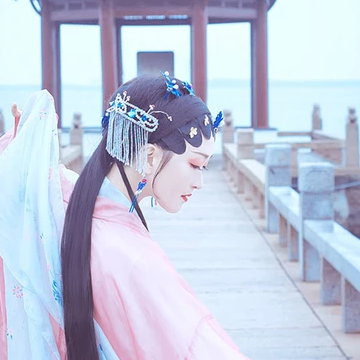 京劇花旦帶折扇女生頭像，唯美古風(fēng)真人頭像