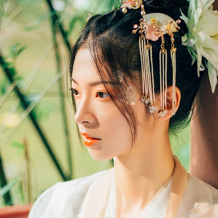 花神淚帶團(tuán)扇女生頭像，唯美古風(fēng)真人頭像