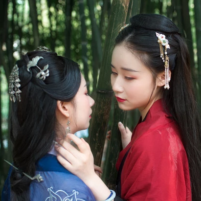 竹林閨蜜頭像，唯美古風真人頭像