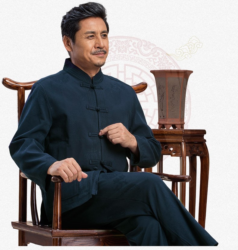 匠心啟航閱讀精致提花紋男士加厚唐裝