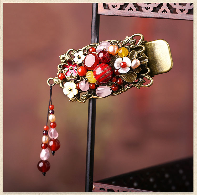 復(fù)古民族風鴨嘴夾彩色發(fā)夾頭飾