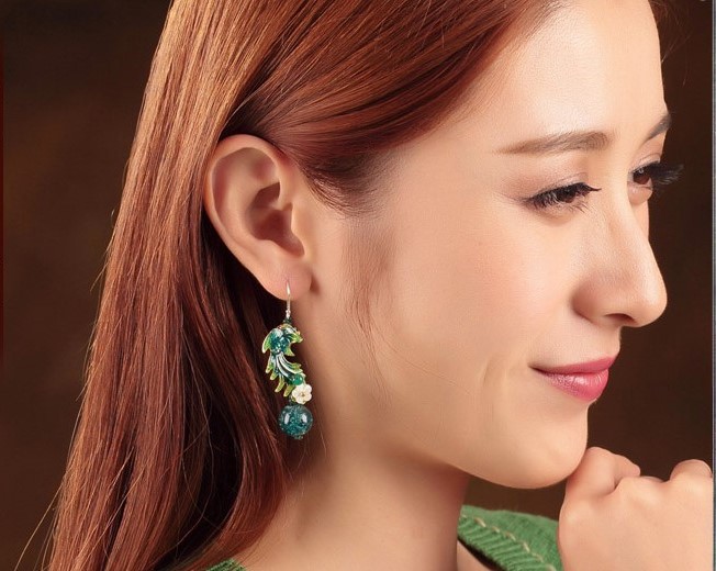 翠羽靈翩耳環(huán)，匠心啟航閱讀琉璃景泰藍鳳凰首飾