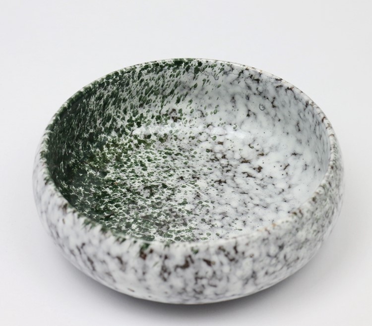 三款手繪陶瓷水淺茶洗水盂，海魚瓷筆洗