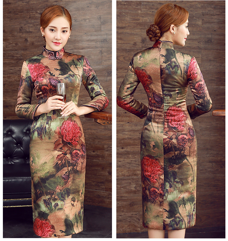 彤艷古典旗袍，復(fù)古唯美旗袍裙