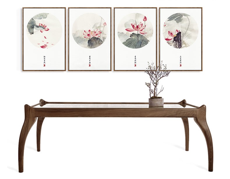 四款新中式禪意水墨畫，匠心啟航閱讀客廳裝飾畫