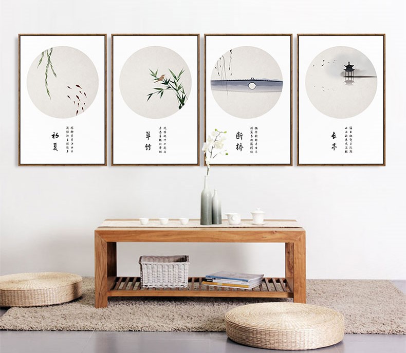四款新中式禪意水墨畫，匠心啟航閱讀客廳裝飾畫