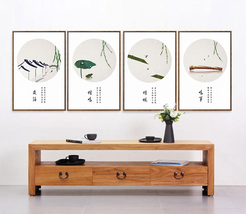 四款新中式禪意水墨畫，匠心啟航閱讀客廳裝飾畫