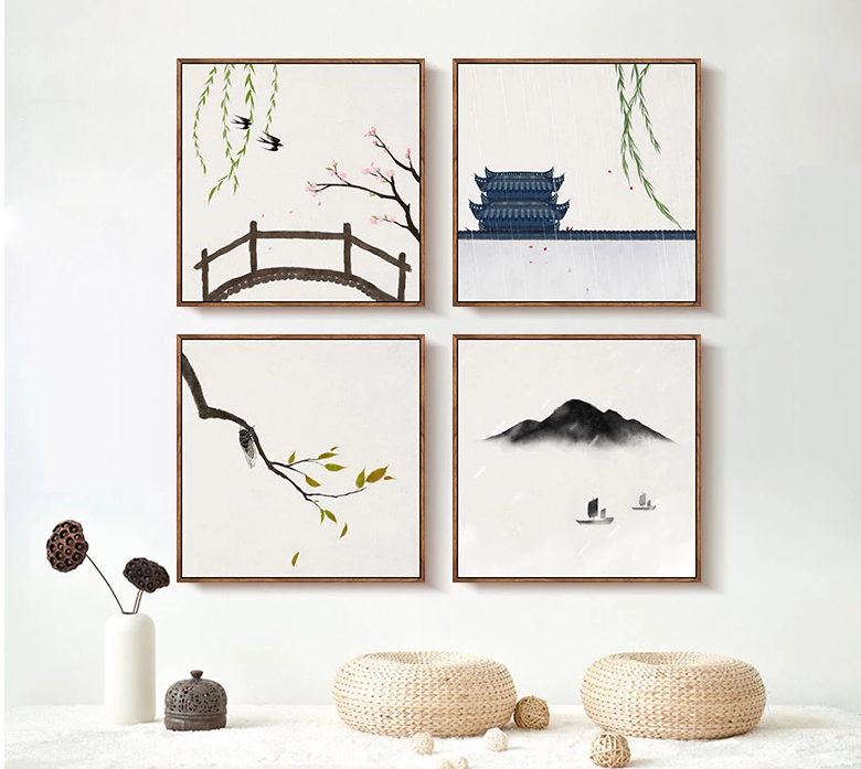 二十四節(jié)氣水墨禪意，匠心啟航閱讀客廳裝飾畫