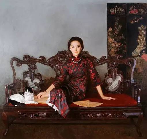 風(fēng)情萬種的油畫旗袍女子！