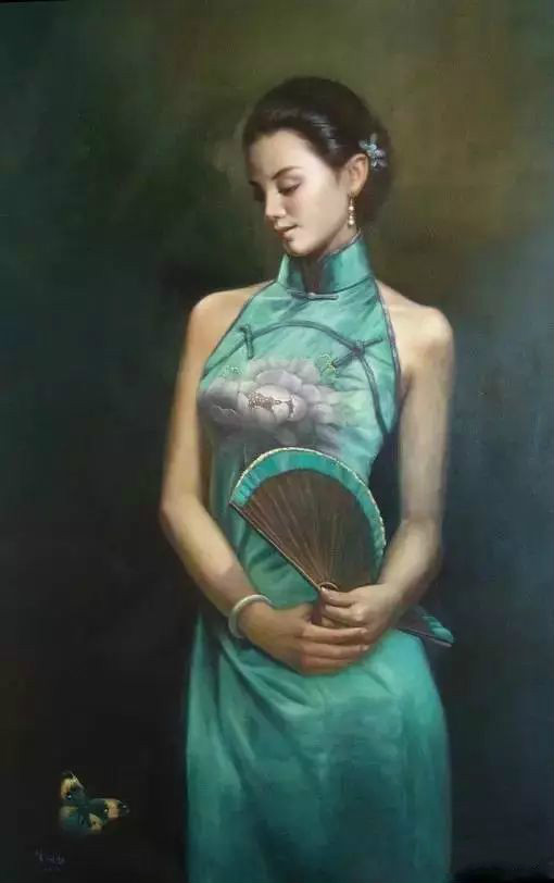 風(fēng)情萬種的油畫旗袍女子！