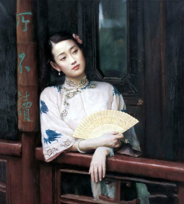 風(fēng)情萬種的油畫旗袍女子！