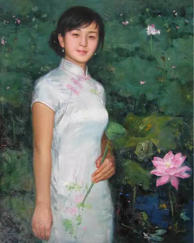 風情萬種的油畫旗袍女子！