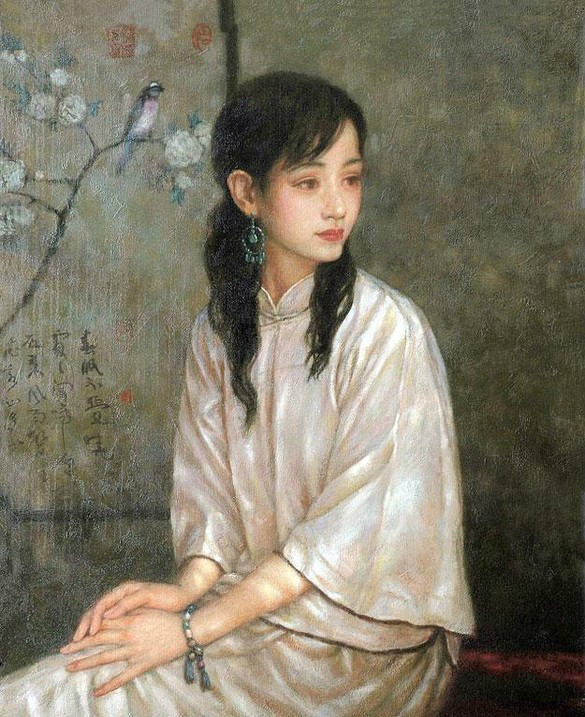 風(fēng)情萬種的油畫旗袍女子！