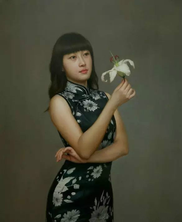 風(fēng)情萬種的油畫旗袍女子！