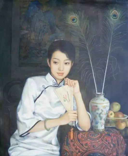風(fēng)情萬種的油畫旗袍女子！