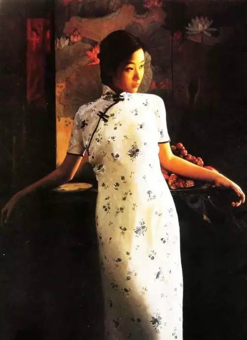 風(fēng)情萬種的油畫旗袍女子！
