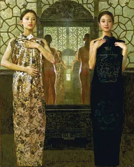 風(fēng)情萬種的油畫旗袍女子！