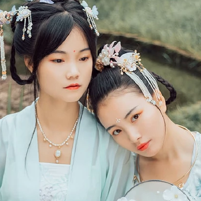 并蒂閨蜜頭像，唯美古風(fēng)真人頭像