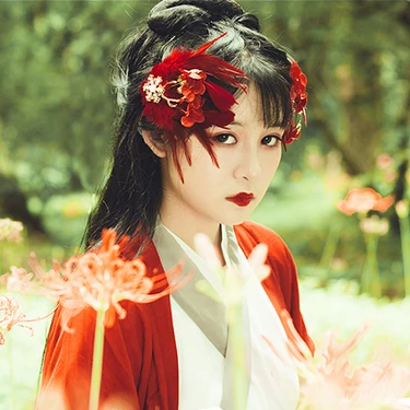 嬌艷彼岸花女生頭像，唯美古風(fēng)真人頭像