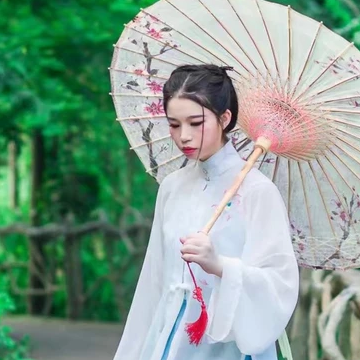 清新嫩綠帶傘女生頭像，唯美古風(fēng)真人頭像