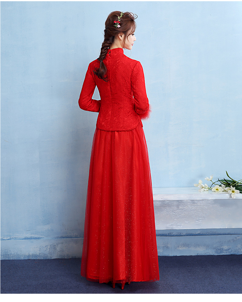 牡丹繡花中式禮服，匠心啟航閱讀保暖晚禮服