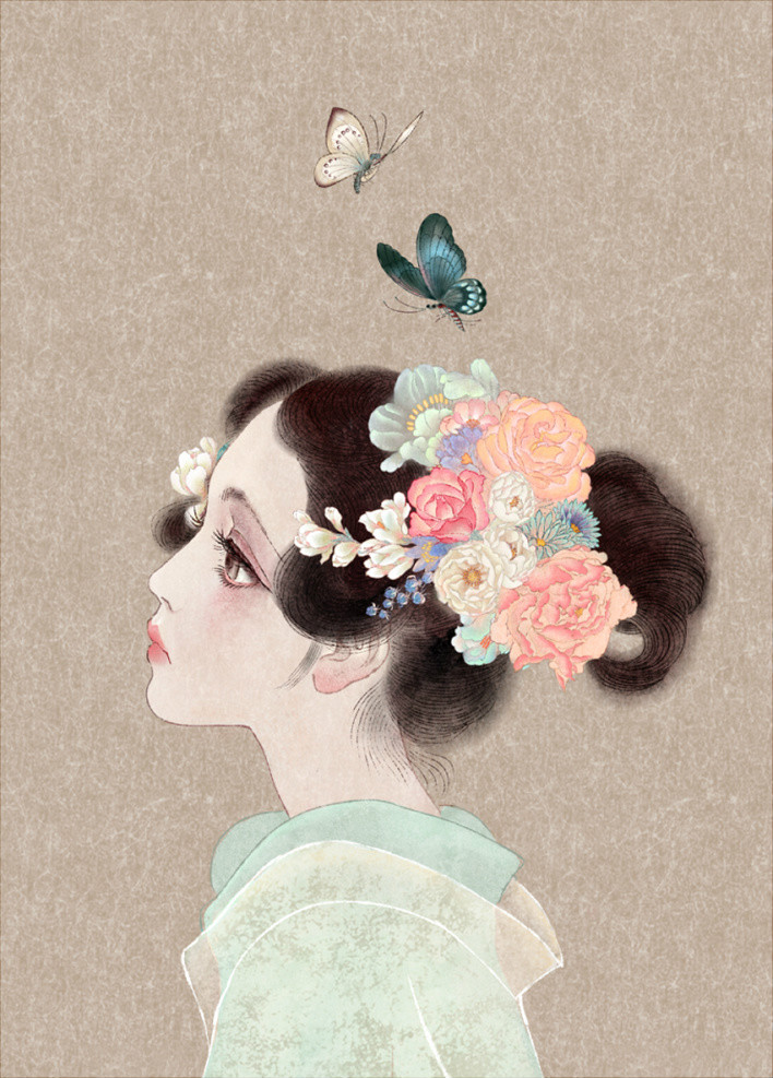 唯美匠心啟航閱讀女子手繪插畫