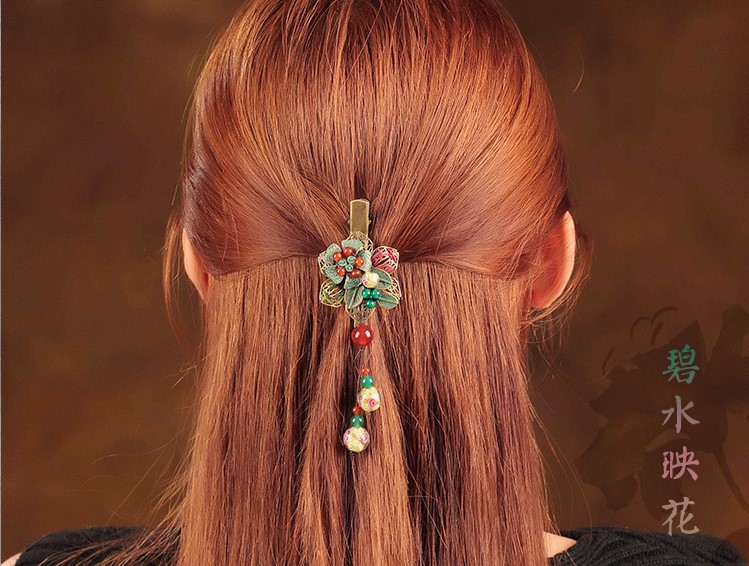 碧水映花鴨嘴夾復(fù)古匠心啟航閱讀發(fā)夾頭飾
