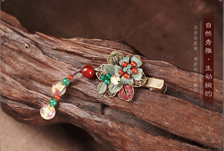 碧水映花鴨嘴夾復(fù)古匠心啟航閱讀發(fā)夾頭飾