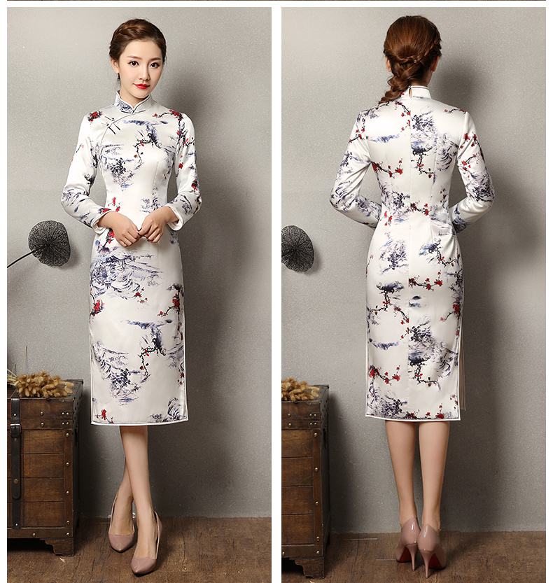 傲雪蠶絲旗袍，長(zhǎng)袖加厚旗袍裙