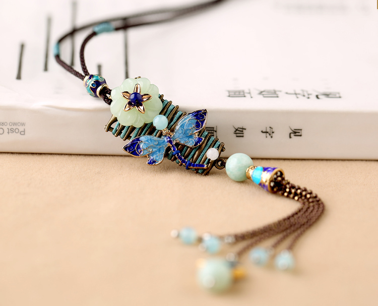 景泰藍吊墜復(fù)古鏈子毛衣鏈項鏈