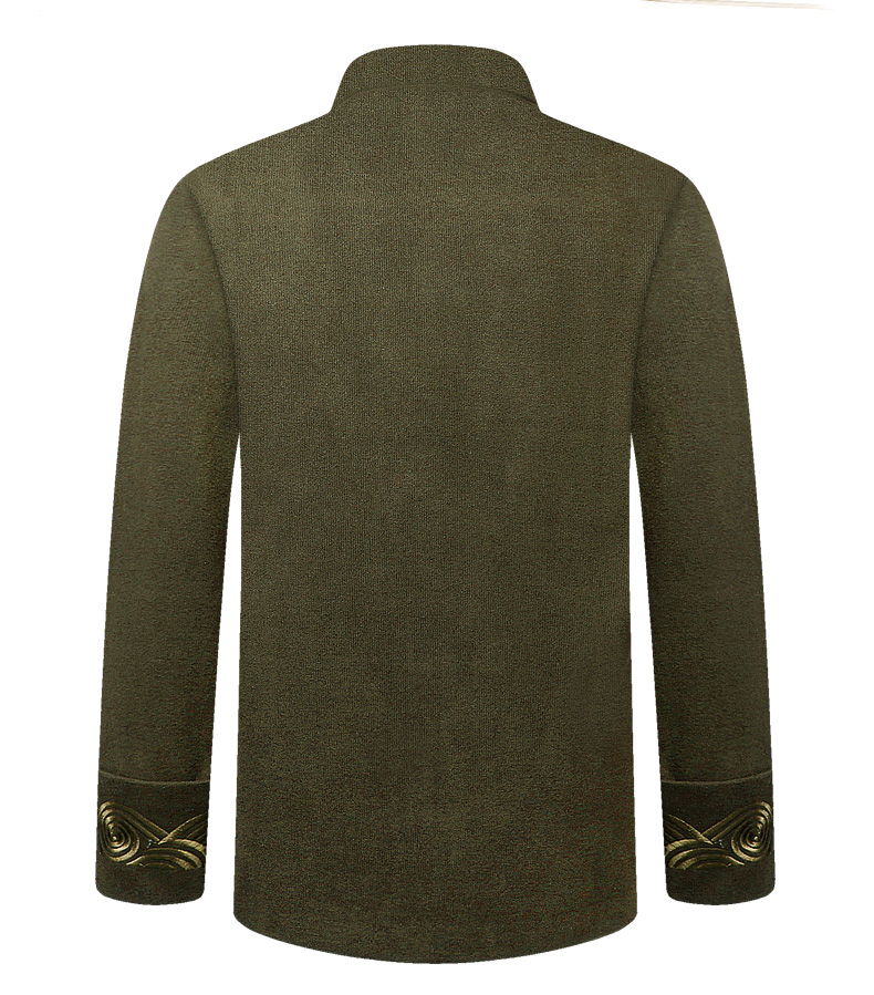 墨綠色中式唐裝外套，復(fù)古風(fēng)民族刺繡男士唐裝