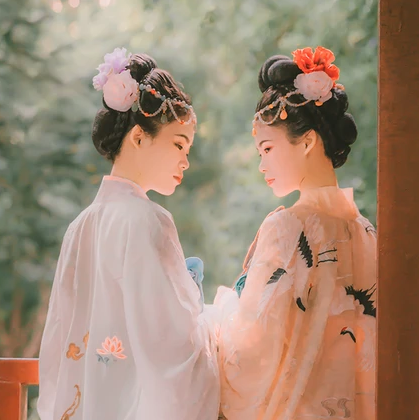 并蒂花閨蜜頭像，唯美古風(fēng)真人頭像