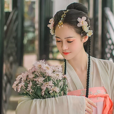 粉嫩花朵少女頭像，唯美古風(fēng)真人頭像