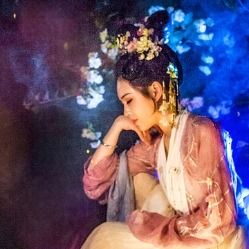 五彩星空提燈少女頭像，唯美古風(fēng)真人頭像